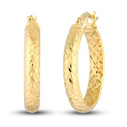 Diamond-Cut In/Out Hoop Earrings 14K Yellow Gold 20mm