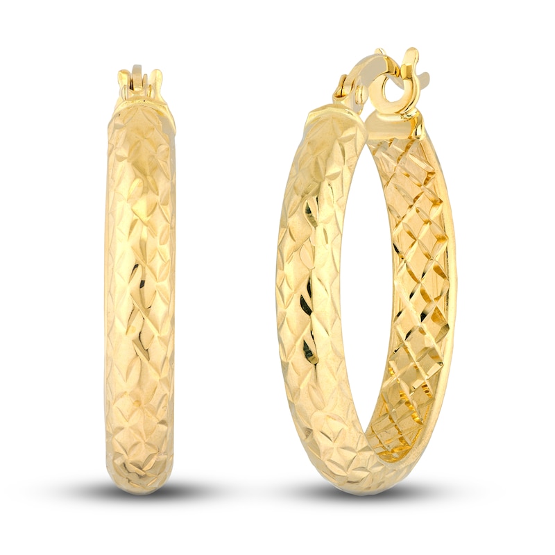 Main Image 1 of Diamond-Cut In/Out Hoop Earrings 14K Yellow Gold 20mm