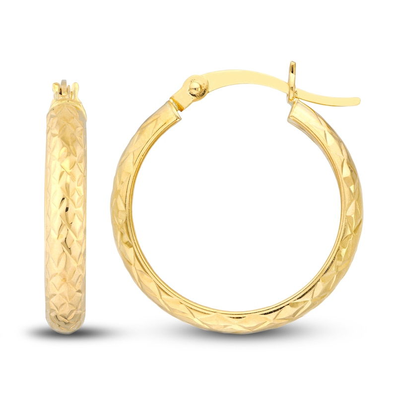 Main Image 2 of Diamond-Cut In/Out Hoop Earrings 14K Yellow Gold 20mm