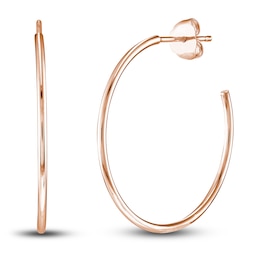 Round Wire Hoop Earrings 14K Rose Gold 25mm