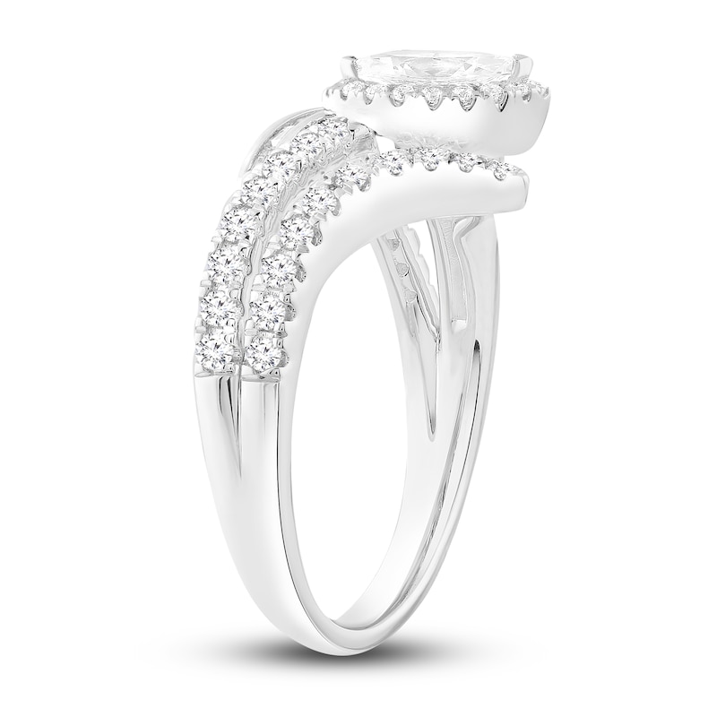 Main Image 2 of Diamond Ring 1 ct tw Marquise/Round/Baguette 14K White Gold