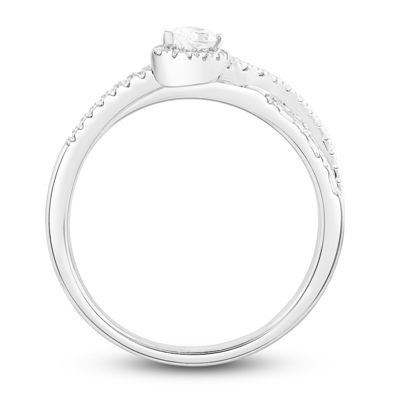 Diamond Ring 1/2 ct tw Pear/Round /Baguette 10K White Gold