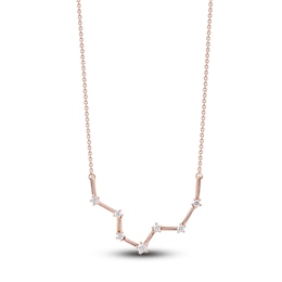 Diamond Pisces Constellation Pendant Necklace 1/6 ct tw Round 14K Rose Gold