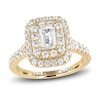 Thumbnail Image 0 of Vera Wang WISH Diamond Engagement Ring 1-5/8 ct tw Emerald/Round 14K Yellow Gold