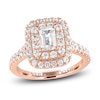 Thumbnail Image 0 of Vera Wang WISH Diamond Engagement Ring 1-5/8 ct tw Emerald/Round 14K Rose Gold