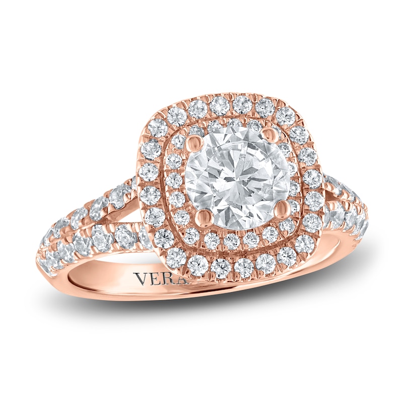 Main Image 1 of Vera Wang WISH Diamond Engagement Ring 1-1/2 ct tw Round 14K Rose Gold