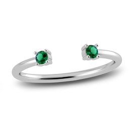 Juliette Maison Natural Emerald Cuff Ring 10K White Gold