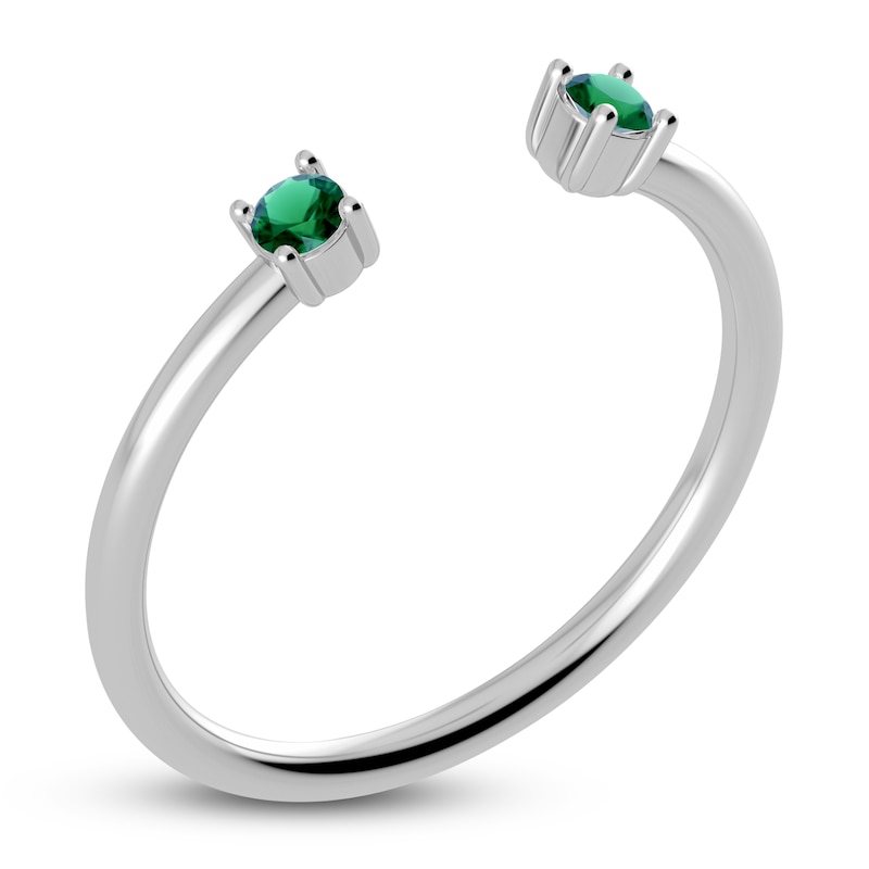 Juliette Maison Natural Emerald Cuff Ring 10K White Gold