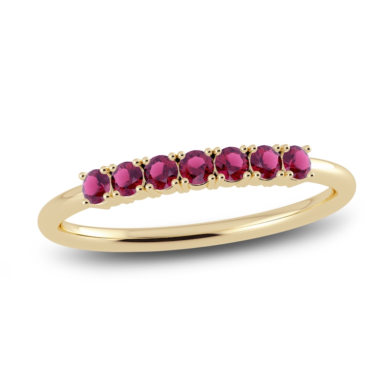 Juliette Maison Natural Rhodolite Garnet Half Eternity Ring 10K Yellow Gold