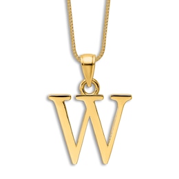 Initial W Necklace 14K Yellow Gold 18&quot;