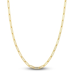 Solid Paper Clip Chain Necklace 18K Yellow Gold 24&quot; 3.8mm