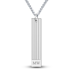 Men's Engravable Pendant Necklace Sterling Silver 22&quot;