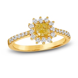 Le Vian Sunny Yellow Diamond Ring 1 ct tw Cushion/Round 14K Honey Gold