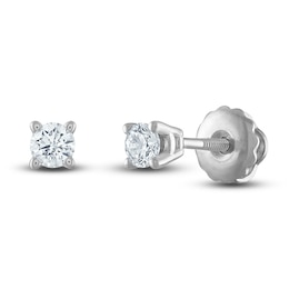 Certified Diamond Solitaire Stud Earrings 1/10 ct tw Round 14K White Gold (I/I1)