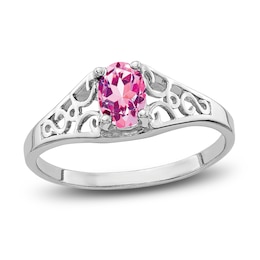 Natural Pink Sapphire Ring 14K White Gold