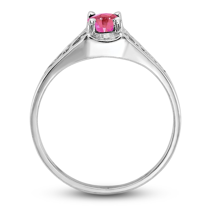 Main Image 3 of Natural Pink Sapphire Ring 14K White Gold