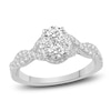 Thumbnail Image 0 of Diamond Oval Halo Engagement Ring 1 ct tw Round 14K White Gold