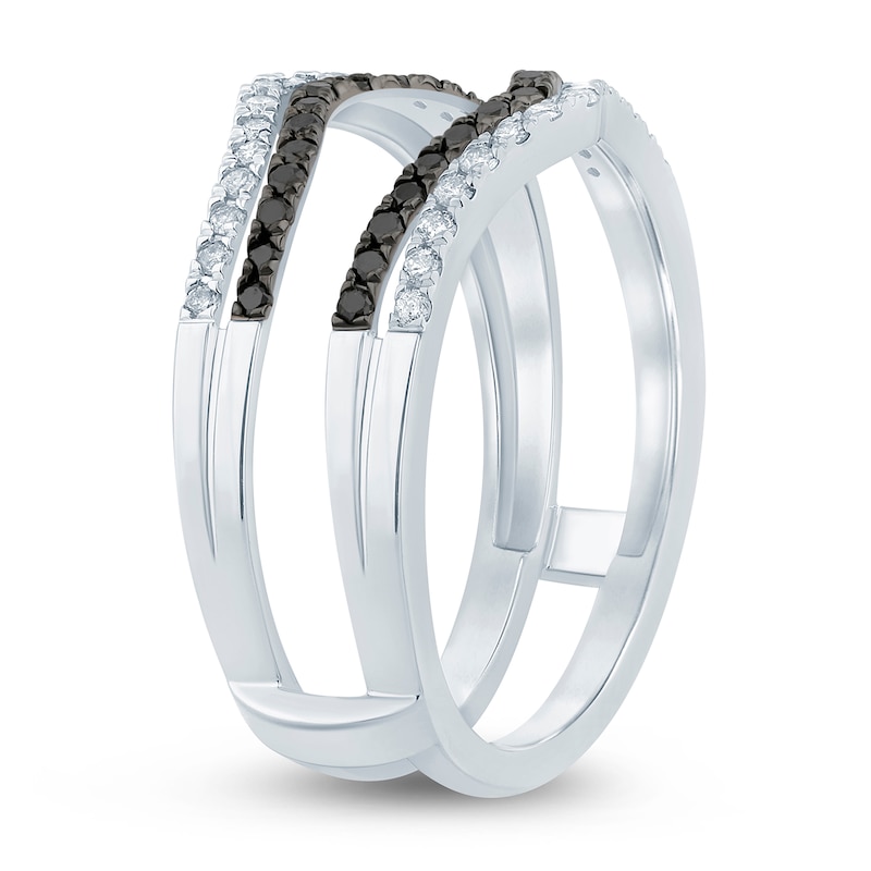 Main Image 2 of Black & White Diamond Anniversary Enhancer Band 3/8 ct tw Round 14K White Gold