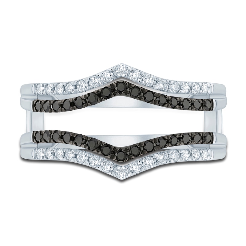 Main Image 3 of Black & White Diamond Anniversary Enhancer Band 3/8 ct tw Round 14K White Gold