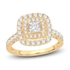 Thumbnail Image 0 of Diamond Halo Engagement Ring 1-1/2 ct tw Princess/Round 14K Yellow Gold
