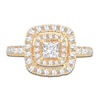 Thumbnail Image 2 of Diamond Halo Engagement Ring 1-1/2 ct tw Princess/Round 14K Yellow Gold