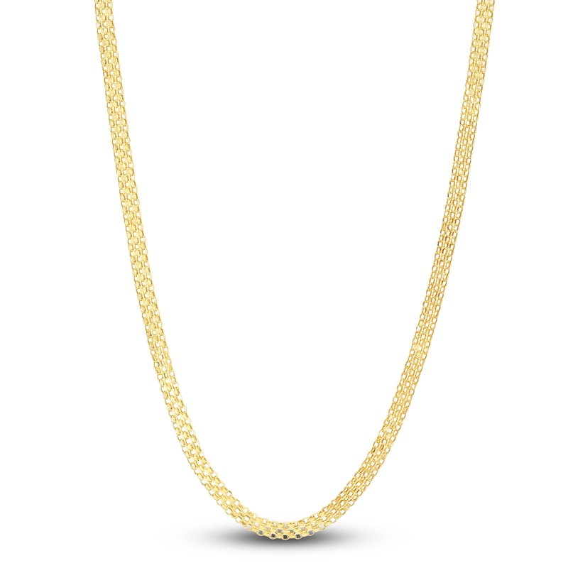 Main Image 1 of Semi-Solid Bismark Chain Necklace 14K Yellow Gold 20&quot; 3.5mm