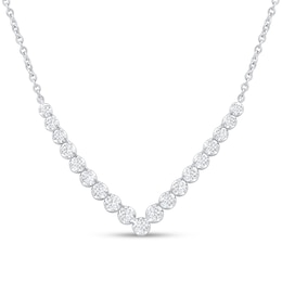 Diamond V Necklace 1-1/2 ct tw 14K White Gold 18&quot;