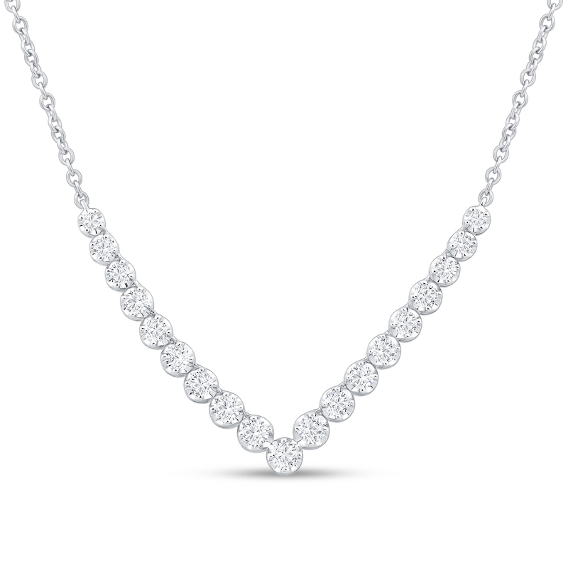 Main Image 1 of Diamond V Necklace 1-1/2 ct tw 14K White Gold 18&quot;