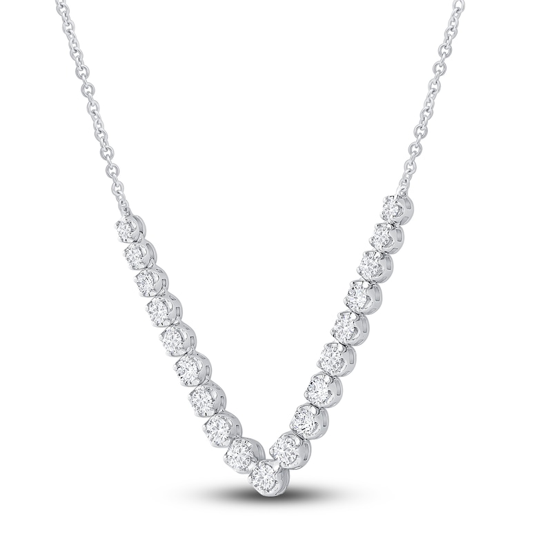 Main Image 4 of Diamond V Necklace 1-1/2 ct tw 14K White Gold 18&quot;