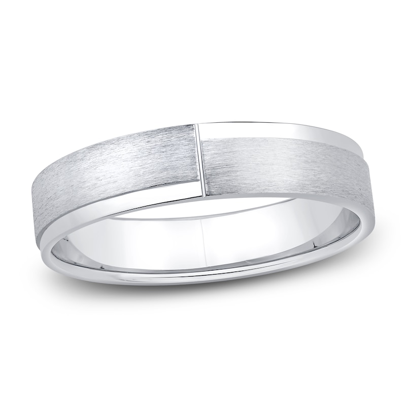 Men's Brushed Engravable Wedding Band Platinum 4.7mm