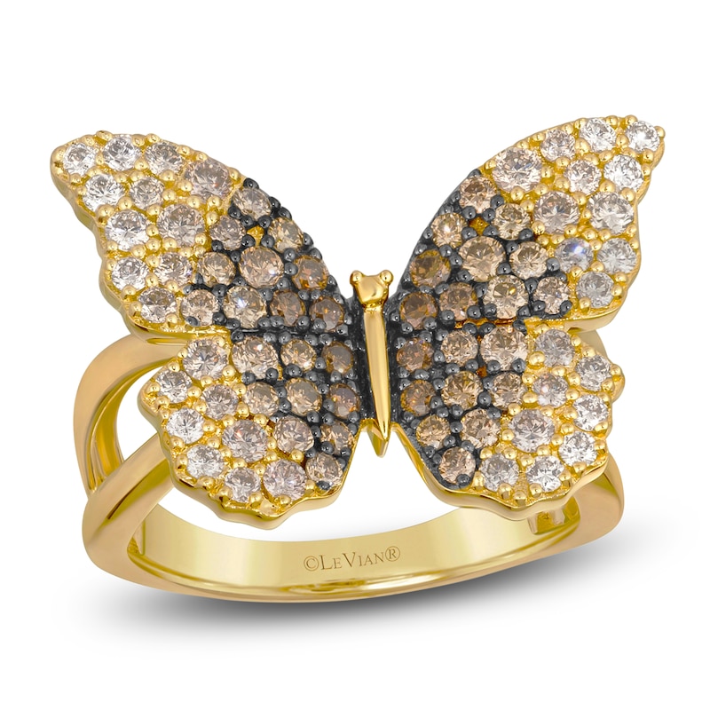 Main Image 1 of Le Vian Diamond Butterfly Ring 1-1/4 ct tw 14K Honey Gold