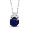 Thumbnail Image 1 of Blue Lab-Created Sapphire & Diamond Pendant 1/20 ct tw 10K White Gold