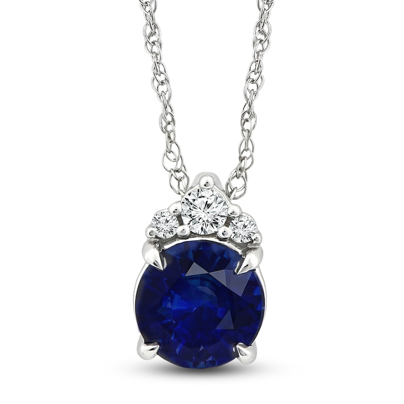 Main Image 1 of Blue Lab-Created Sapphire & Diamond Pendant 1/20 ct tw 10K White Gold