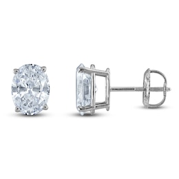 Oval-Cut Lab-Created Diamond Solitaire Stud Earrings 1-1/4 ct tw 14K White Gold (F/SI2)