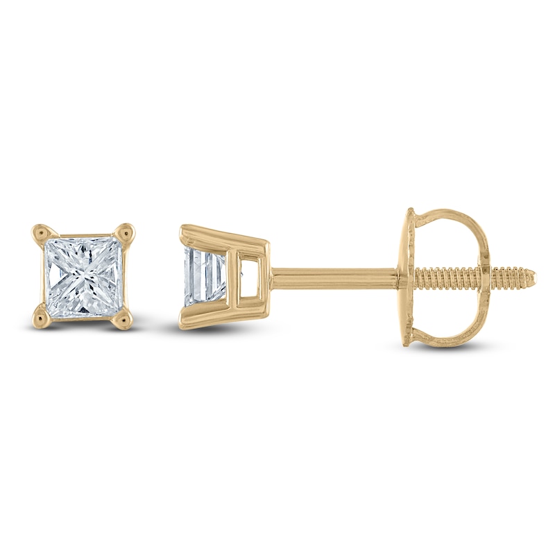 Princess-Cut Solitaire Stud Earrings 1/4 ct tw 14K Yellow Gold (I/I2)