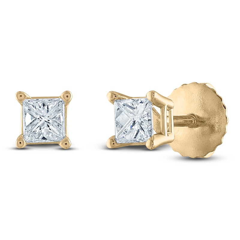 Princess-Cut Solitaire Stud Earrings 1/4 ct tw 14K Yellow Gold (I/I2 ...
