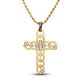 1933 by Esquire Men's Diamond Cross Necklace 1/4 ct tw 14K Yellow Gold Plated Sterling Silver 22&quot;