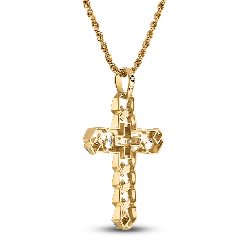 Main Image 3 of 1933 by Esquire Men's Diamond Cross Necklace 1/4 ct tw 14K Yellow Gold Plated Sterling Silver 22&quot;