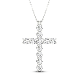 Lab-Created Diamond Cross Necklace 1 ct tw 14K White Gold 18&quot;