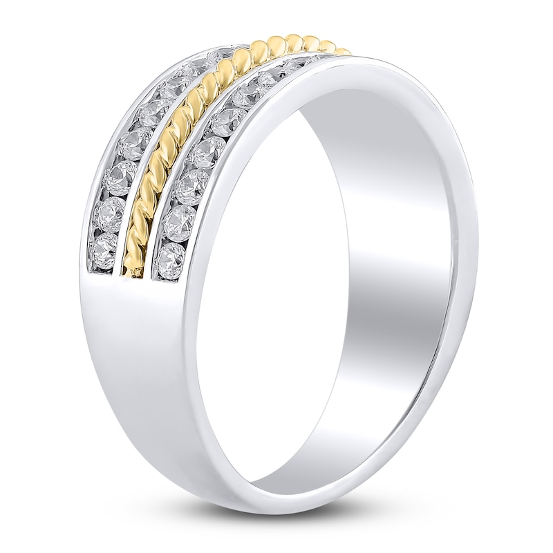 Men's Diamond Two-Row Twist Wedding Band 1 ct tw 14K Two-Tone Gold