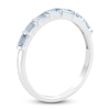 Thumbnail Image 1 of Baguette-Cut Natural Aquamarine Stackable Ring 10K White Gold