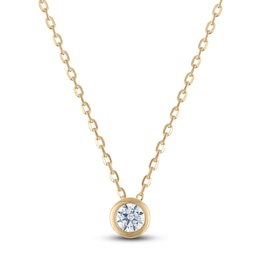Certified Diamond Solitaire Necklace 1/10 ct tw 14K Yellow Gold (I/I1) 18&quot;