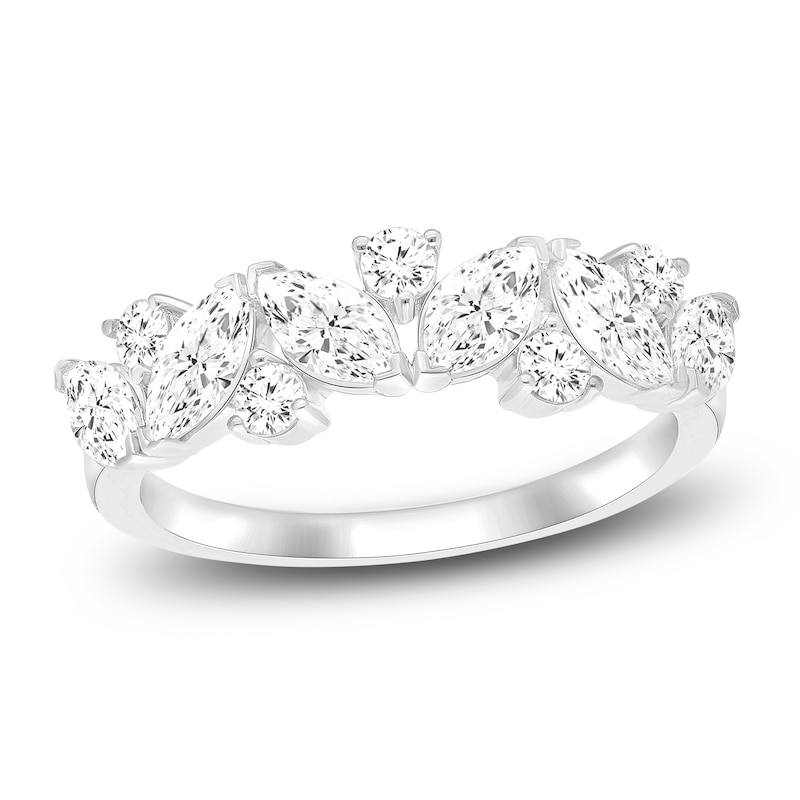 Main Image 1 of Marquise & Round-Cut Lab-Created Diamond Ring 1-1/2 ct tw 14K White Gold