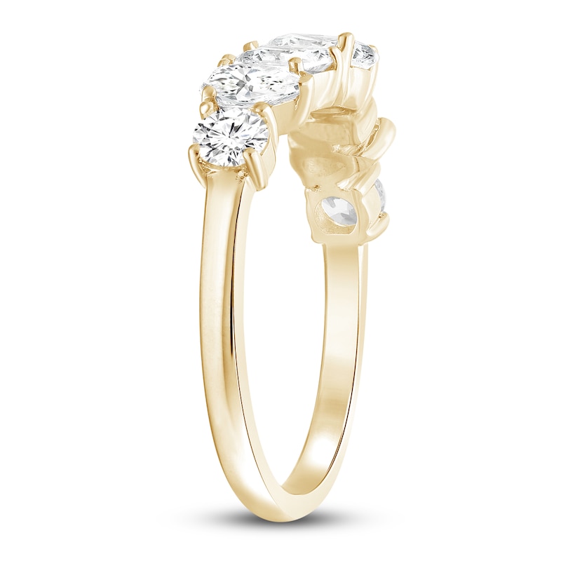 Main Image 2 of Pear, Emerald & Round-Cut Lab-Created Diamond Contour Ring 1-1/2 ct tw 14K Yellow Gold