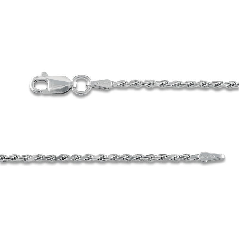 Solid Diamond-Cut Rope Chain Necklace 1.6mm Sterling Silver 20"