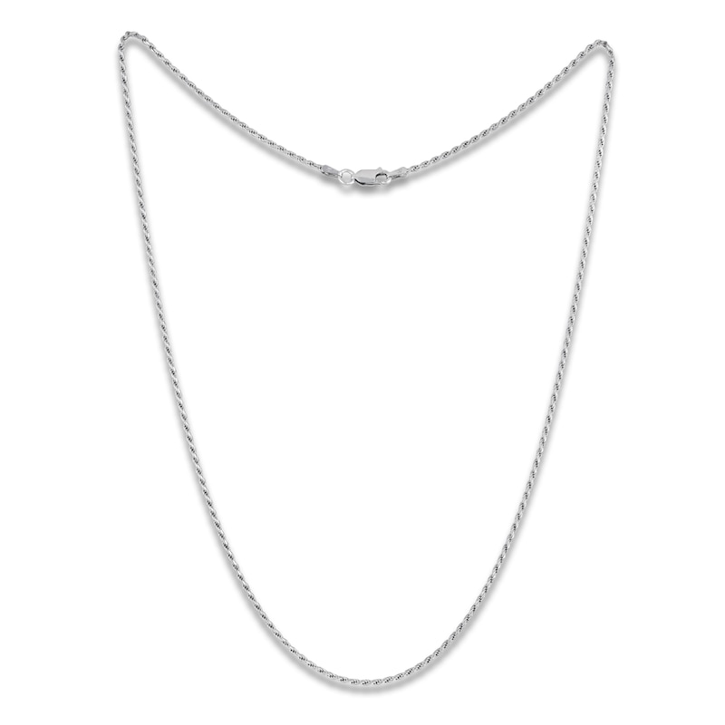 Solid Diamond-Cut Rope Chain Necklace 1.6mm Sterling Silver 20"