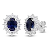 Thumbnail Image 2 of Oval-Cut Lab-Created Blue Sapphire & White Lab-Created Sapphire Halo Stud Earrings Sterling Silver