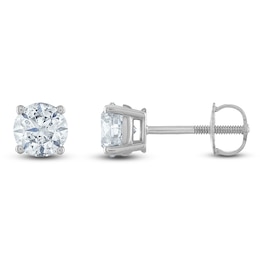 Certified Round-Cut Diamond Solitaire Stud Earrings 1-3/4 ct tw 14K White Gold (I1/I)