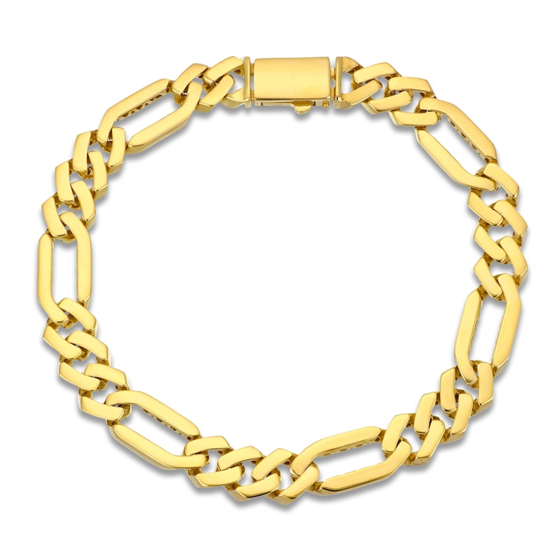 Main Image 1 of Semi-Solid Figaro Chain Bracelet 8mm 14K Yellow Gold 8.5&quot;