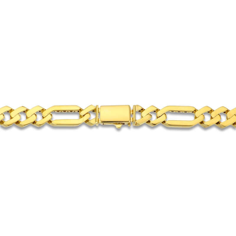 Main Image 2 of Semi-Solid Figaro Chain Bracelet 8mm 14K Yellow Gold 8.5&quot;